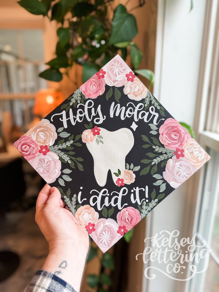 Hand painted, Hand Lettered Custom Graduation cap TOPPER