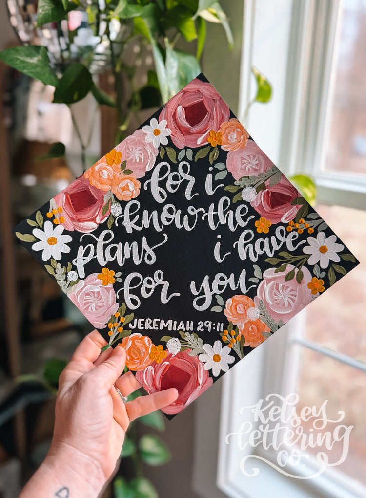 Hand painted, Hand Lettered Custom Graduation cap TOPPER